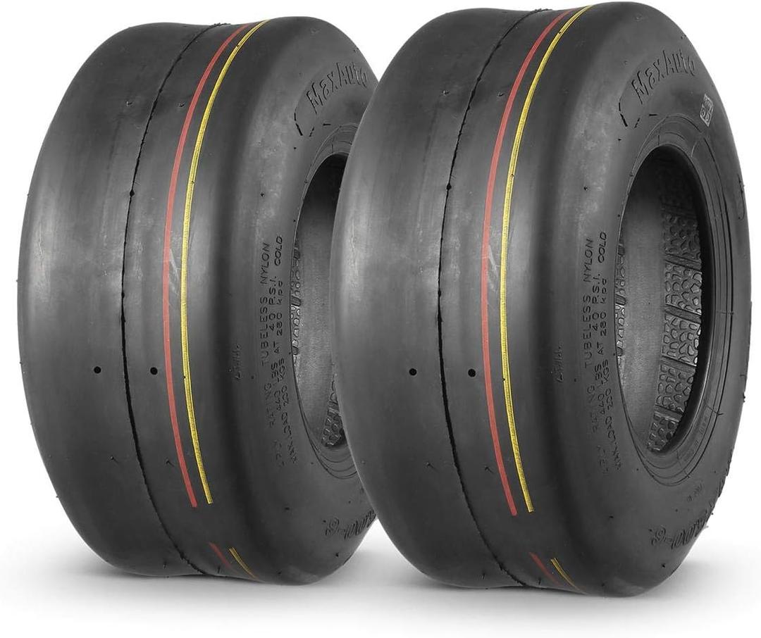 MaxAuto (2 Pack) 13X5.00-6 Lawn Mower Turf Tires,13x5-6 Zero Turn Riding Mower Tires, 13-5-6 Smooth Tire, 4-Ply, Tubeless, Load Capacity 440lbs