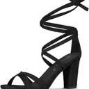 Allegra K Women's Lace Up High Block Heeled Sandals (9.5)