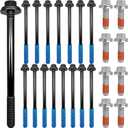 16+8Pcs Engine Cylinder Head Bolt Set ES71129 - Compatible with 4.7L V8 Models Including Chrysler Aspen, Jeep Grand Cherokee, Dodge Durango, Ram 1500 Replaces 6504985AA 6505528AA