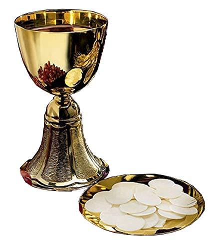 Gold Plate Brass Chalice with Paten, 12 Ounce