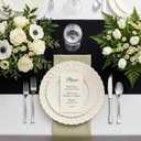 U-QE 60 Pcs Ivory Plastic Plates for Party Scalloped Plastic Plates Heavy Duty & Elegant Include 30 10.25" Dinner & 30 7.25" Dessert Plates - Perfect for Party & Wedding