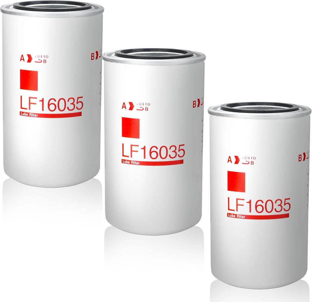 LF16035 Oil Filter, 3-PCS Oil Filter Compatible with 1994-2018 Dodge Ram 2500 3500 Diesel Cummins Engine, 1989-1993 Dodge D250 D350 Diesel Cummins Engine - DBL7349 BT7349 LF9028 LF3552 P550722