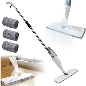 360 Rotating 2 in 1 Spray Mop, Wet and Dry Rotating Flat Mop with Water Sprayer, Microfiber Spray Mops for Floor Cleaning, Hands-free Cleaning Tool for Hardwood, Tile Floors (With 3 Cloth, 40CM Wide)