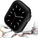 2 Pack Compatible for Apple Watch Case 45mm Series 7,Hard PC Bumper Case Protective Cover Frame [NO Screen Protector] for iWatch 7 45mm Accessories (Black+Black)