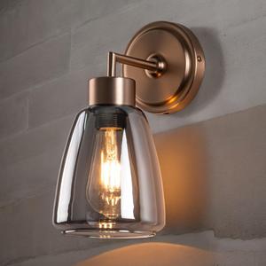 6 Inch Flush Mount Wall Sconce Smoked Grey Retro Vanity Light with Clear Glass Shade Hardwired Bathroom Mirror Light Decorative Wall Lamp for Bedroom Entryway Hallway Corridor Lighting