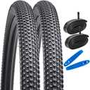 YUNSCM 24" Mountain Bike Tires 24x1.95/53-507 and 24" Heavy Duty Bike Tubes Schrader Valve Compatible with Bike 24 x 1.95 24x2.0 Bicycle Tires and Tubes (Y-1086)