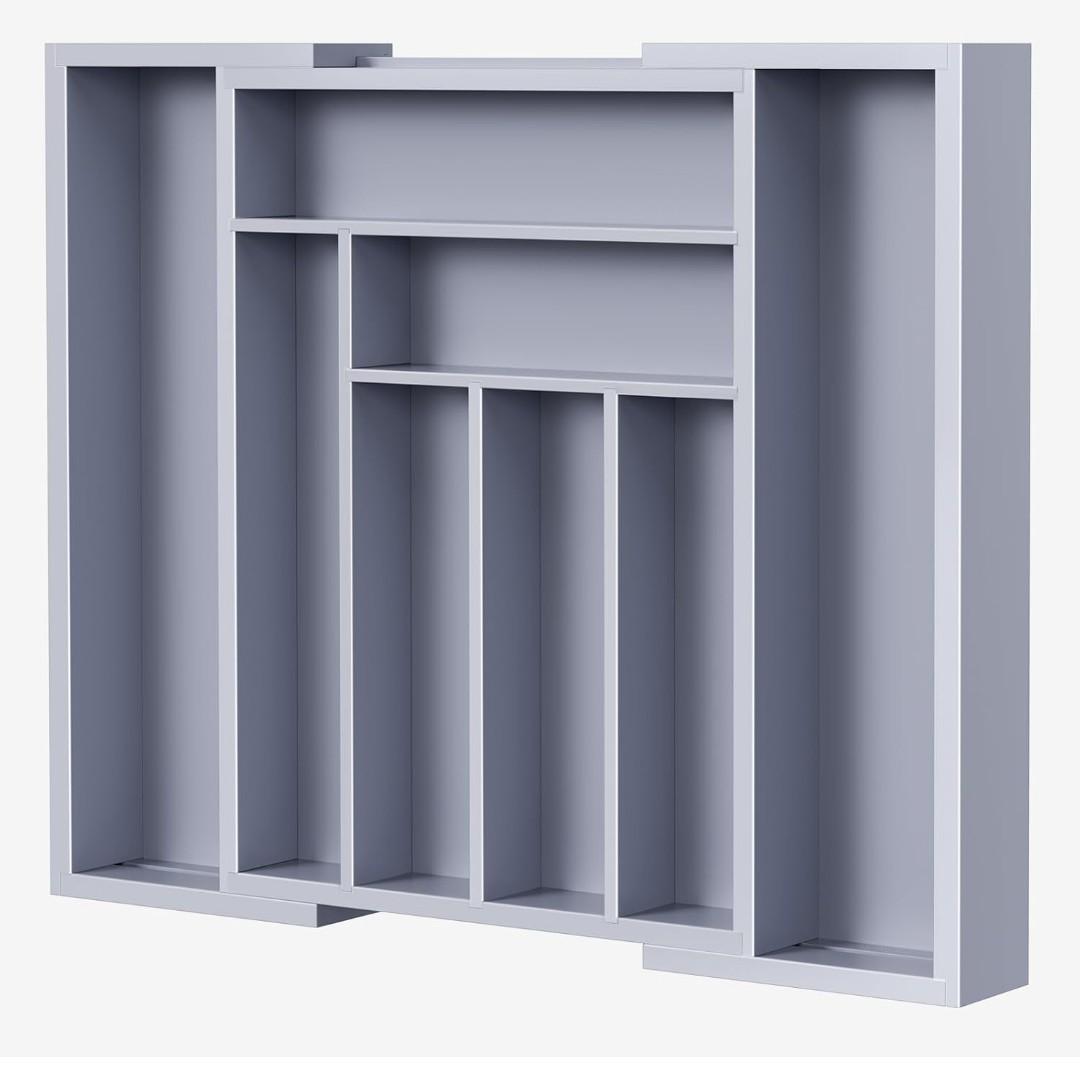 Pipishell Bamboo Expandable Drawer Organizer for Utensils Holder, Adjustable Cutlery Tray, Wood Drawer Dividers Organizer for Silverware, Flatware, Knives in Kitchen, Bedroom, Living Room(Grey)