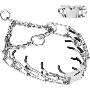 Prong Collar for Dogs, Dog Training Collar, Adjustable Size Dog Pinch No Pull Collar with Quick Release Buckle for Small Medium Large Dogs(Packed with Two Extra Links)