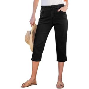GRAPENT Capris Jeans for Women High Waisted Trendy Pull On Elastic Waist Split Hem Skinny Stretchy Denim Capri Pants Size 2 XL