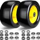 Upgrade 11x6.00-5" Flat Free Tire,2Pcs Solid Smooth Lawn Mower Tires Assembly with 3/4" 5/8" or 1/2 Bearings for Riding Lawn Mower,Zero Turn Lawn Mower,Bad Boy,Cub Cadet Front Tire, Load 425lbs (Yellow)