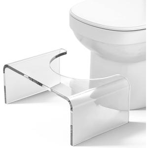 Acrylic 7 inches Toilet Stool Squat, Clear Bathroom Poop Potty Stool, Strong Load-Bearing, Easily Blend into Any Bathroom