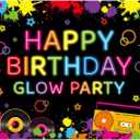 Peryiter 7x5 ft Neon Glow Party Backdrop Neon Birthday Party Background Glow in The Dark Happy Birthday Party Banner Graffiti Splash Paint Backdrop Decoration for Sleepover Party Supplies Photography