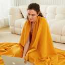 EMME Cotton Throw Blanket - 100% Muslin Soft, Breathable Gauze - All Season, Pre-Washed - Mustard Yellow, 50"x70"