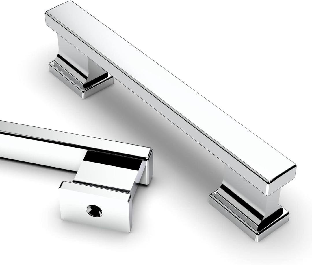 Asidrama 10 Pack 3.75 Inch(96mm) Polished Chrome Kitchen Cabinet Handles, Cabinet Pulls Kitchen Cabinet Hardware for Cupboard Drawer Pulls