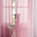 Pink Ombre Chiffon Sheer Curtains for Living Room Bedroom, Gradient Crinkle Semi Voile Curtain Panels for Small Window Light Filtering Window Drapes for Laundry Room Rod Pocket, 2 Panels, 52"Wx54"L