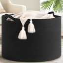 Goodpick Large Storage Basket, 23.5'' x 15.8'' Woven Storage Baskets, Cotton Rope Toy Storage for Kids Decorative Laundry for Home, Perfect for Living Room, 115L Black