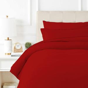 TEXAS LINEN CO. 100% Egyptian Cotton Duvet Cover Queen Size, 600 Thread Count 3 PC Duvet Cover, Extra Long Staple Egyptian Cotton Quilt Cover, Soft, Breathable with Hidden Zipper Closure - Burgundy