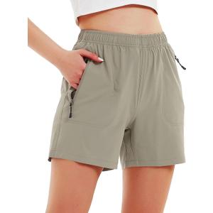 Women's 5" Hiking Cargo Shorts Quick Dry Lightweight Athletic Outdoor Shorts for Workout with Zipper Pockets (Medium)