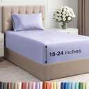 Extra Deep Twin Sheet Set - 3 Piece Breathable & Cooling Bed Sheets - Easily Fits 18 to 24 inch Mattress - Ultra Soft, Wrinkle & Fade Free w/ Extra Deep Pockets - Comfy Hotel Luxury Bedding - Lavender