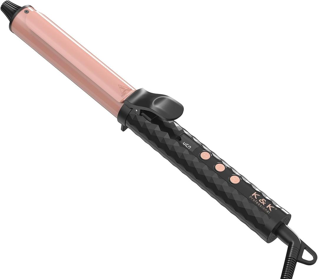 1.25 Inch MCH Ceramic Curling Iron with 6.2-Inch Barrel, Adjustable Temperature, LED Display, and Dual Voltage for Long Hair - Professional Curling Wand with Instant Heat up to 450F