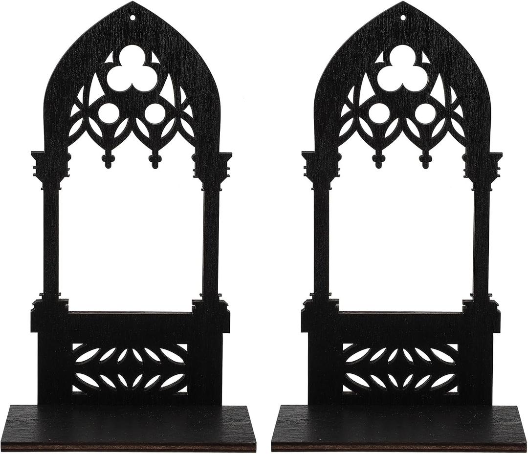 Kichvoe 1 Pair Gothic Wall Sconce Candle Holder, Vintage Pillar Candle Holders Rustic Wood Candle Stands Candle Centerpiece for Farmhouse Bathroom Living Room L 