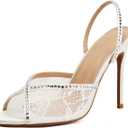 Women's High Heel Sandals High Heel Slippers Pointed Toe Fish Mouth Sandals Lace Sandals (7, White)