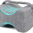 Knee Pillow for Side Sleepers, Memory Foam Leg Pillow for Side Sleeping, Cooling Knee Pillow with Strap for Hip Pain, Back Pain, Sciatica Pain Relief, Spine Alignment (Square-Grey)