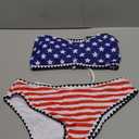 ZAFUL Women Strapless Textured Bandeau Bikini 2 Piece Swimwear Cheeky Solid Lace up Bathing Suits (Large)