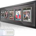 Sports Card Display Frame with Tempered Glass, Wall Mount Trading Card Display Case, Baseball Card Display Box for 5 Standard Cards, Frame for Basketball Football Hockey Cards