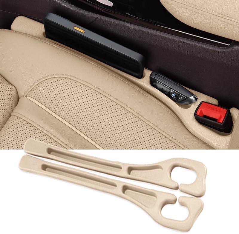 Car Seat Gap Filler Organizer Universal Fit Car SUV Truck Console Side Plug Strip Stopping Phone Key from Falling, Pack of 2 (Beige)