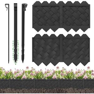 BLACKVINE 20Pcs 20ft (5'' Exposed Height) Plastic Landscape Edging Border,Flowerbed Garden Border Edging for Landscaping,Flower Bed Lawn Yard Edging Borders,Garden Edger Border Divider - 3D Weaving