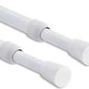 2PCS Shower Curtain Rod No Drilling, Spring Tension Rod, 47-78 Inch, 1/2 Inch Diameter, Rubber Cap on Either End, White, Iron