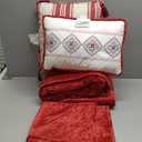 Wonderful Christmas Bedding, Luxury Red Velvet Quilt Set Queen Size, 5 Piece Striped Cotton Lightweight Comforter Set, Farmhouse Soft Reversible Coverlet Bedding Set with Matching Shams for All Season, Red