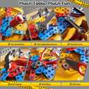 2 in 1 Workbench Tools Toys Set with Sound for Toddlers Aged 3-5, 145 PCS Educational Construction Mechanic Toolbox for Boys Girls, Pretend Play Toys Birthday Gift for Kids 3 4 5 6 Years Old