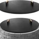G GOOD GAIN Firepit Lid Round 38 Inch - Rust Resistant Fire Pit Lid Cover with Wooden Handle & Gloves, Fire Pit Snuffer Lid for Courtyards, Patio, Winter Cold Protection. Fits Fire Pits Up to 36"