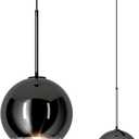 ziidoo Modern Black Pendant Light Globe Chandelier,90 Degree Rotation Arbitrarily Adjustable Electroplate Hanging Lamp for Kitchen Island Bedroom LED Ceiling Lights Fixture Small Round Dining Room