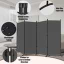 Room Divider-Folding Privacy Screens, 6 ft Partition Room Dividers Wall for Separation, Home, Office, Classroom, Studio (Grey, 4 Panel)