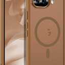 Compatible with Google Pixel 9A Case with Magnetic [Compatible with Mag-Safe][Military Grade Drop Protection] Slim Translucent Matte Phone Case with Anti-Fingerprint Tech, Brown