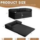 Convertible Sofa Bed Full,5-in-1 Tri-Fold Boneless Couch with Removable Armrests & Handle,Corduroy Futon Sleeper Sofa,Floor Folding Mattress Pull Out Bed for Small Space Apartment Bedroom Black