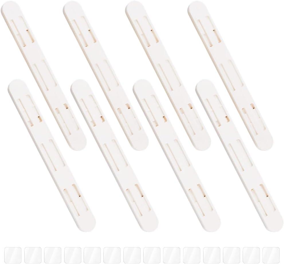 AHANDMAKER 8Pcs Pull Out Rail for Baskets or Bins Cabinets Adhesive Sliders Plastic Drawer Rails Side Mounted Tracks Guides Kit White Drawer Slides Storage and Organization Accessories for Cabinet