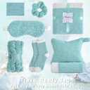 JOOJA Birthday Get Well Soon Cozy Gift Basket Care Package for Women with Blanket, Fuzzy Socks, Eye Mask, Headband Cozy Essentials - Green