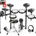 Donner DED-200X Electronic Drum Set, Electric Drum Kit with Quiet Mesh Drum Pads, 2 Cymbals w/Choke, 31 Kits and 450+ Sounds, Throne, Headphones, Sticks, USB MIDI, Melodics Lessons (5 Pads, 4 Cymbals)