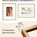 Egofine 8x10 Aluminum Picture Frame Display with Mats for 4x6/5x7 or 8x10 without Mat, Metal Picture Frame Covered by Plexiglass for Tabletop and Wall Mounting, 2 Pack, Gold