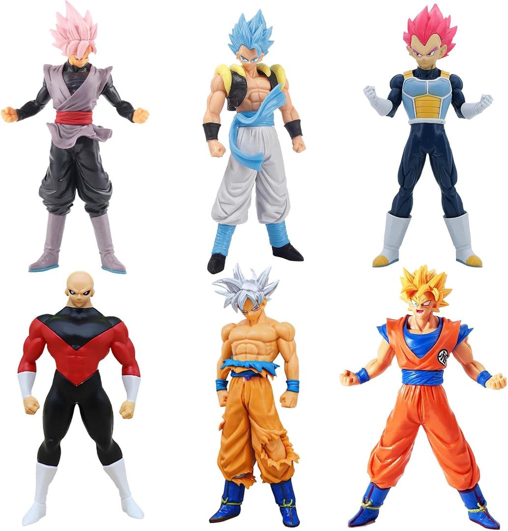 Anime Super Hero Action Figures Set, Collectible Warrior Figurines, 7.8Inch Energy Style Character Models for Display, Party Favors & Gift Collection (6PCS)