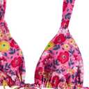 Women's 2 Piece Floral Print Bikini Set Triangle Bathing Suit Spaghetti Strap Tie Backless Swimsuit Sets (Pink, L)