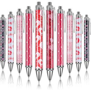 Gueevin 24 Pcs Valentine's Day Pens Cute Kawaii Retractable Decorative Pens 0.5 mm Black Gel Ink Novelty Gift Stationery Supplies for Office School Holiday Party Women Gifts