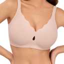 LUCKMEEY Bras for Women No Underwire Wave Push Up Wireless Bra Seamless Bras Full Coverage Bralettes Lift Everyday Bras (Beige, L)