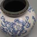 Ceramic Flower Vase Home Decor, 6.2 inch Farmhouse Rustic Vintage Decorative Vases, Pottery Terracotta Boho Flowers Vases for Dining Table, Living Room, Shelf, Kitchen, Bedroom (6.2"-Blue and White)