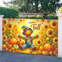Happy Fall Backdrop Banner Autumn Thanksgiving Party Decorations Banner 71x43 Inchs Autumn Maple Leaves Pumpkins Backdrop Fall Scarecrow Sunflower Outdoor Indoor Decor