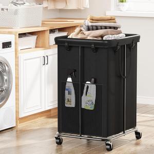 150L Large Laundry Basket with Wheels, Rolling Laundry Hamper with Removable Laundry Bag & Metal Frame, Oxford Fabric Dirty Clothes Hampers for Bedroom, Laundry Room, Bathroom, Dorm(Black)